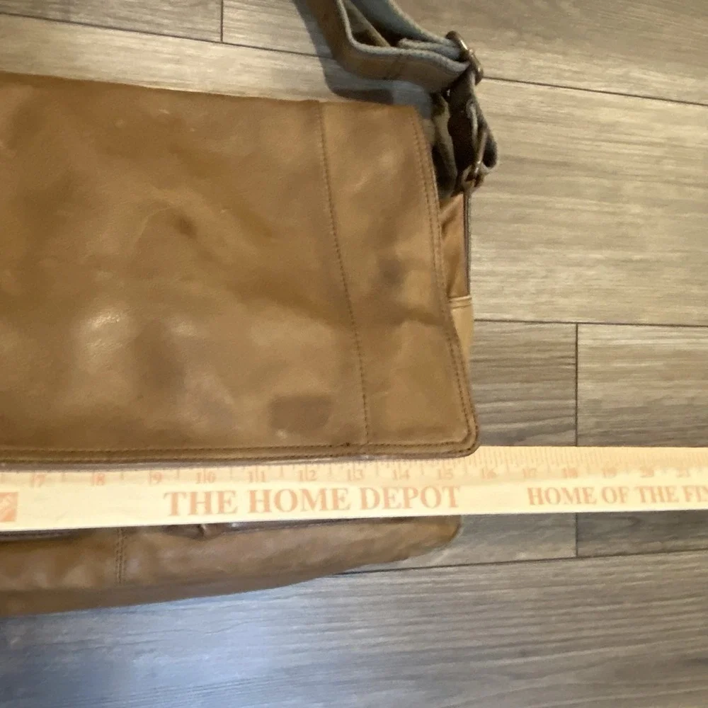 Fossil x JR leather Collab Oak‎ Tanned Messenger Bag Houndstooth Lined Large